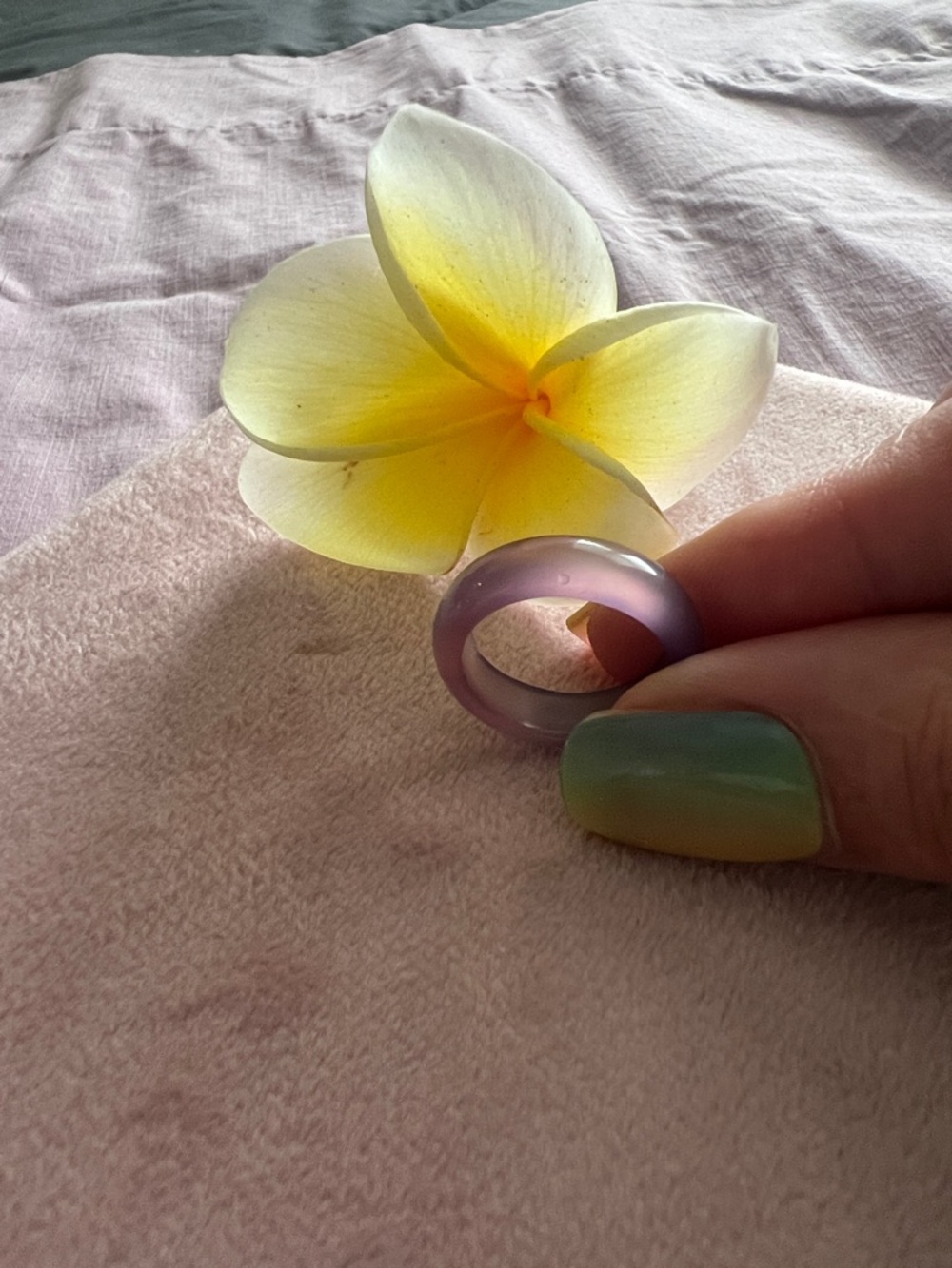 Handmade Lavender Translucent Glass Ring - Women Jewelry